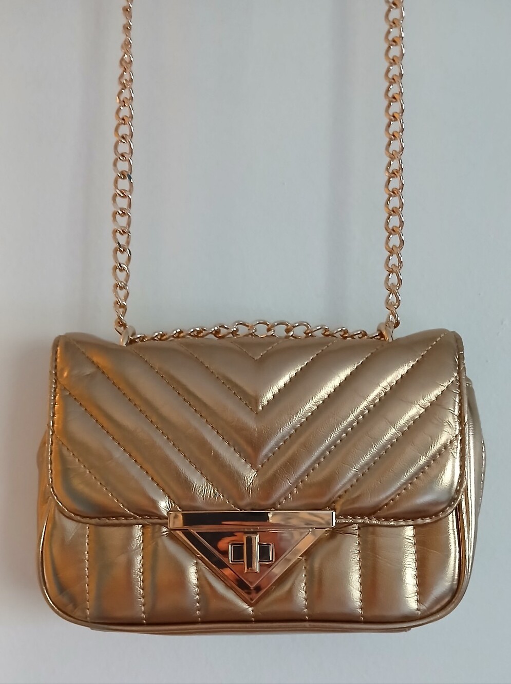 ALDO Gold Quilted Chain Shoulder Bag - Elegant Metallic Crossbody